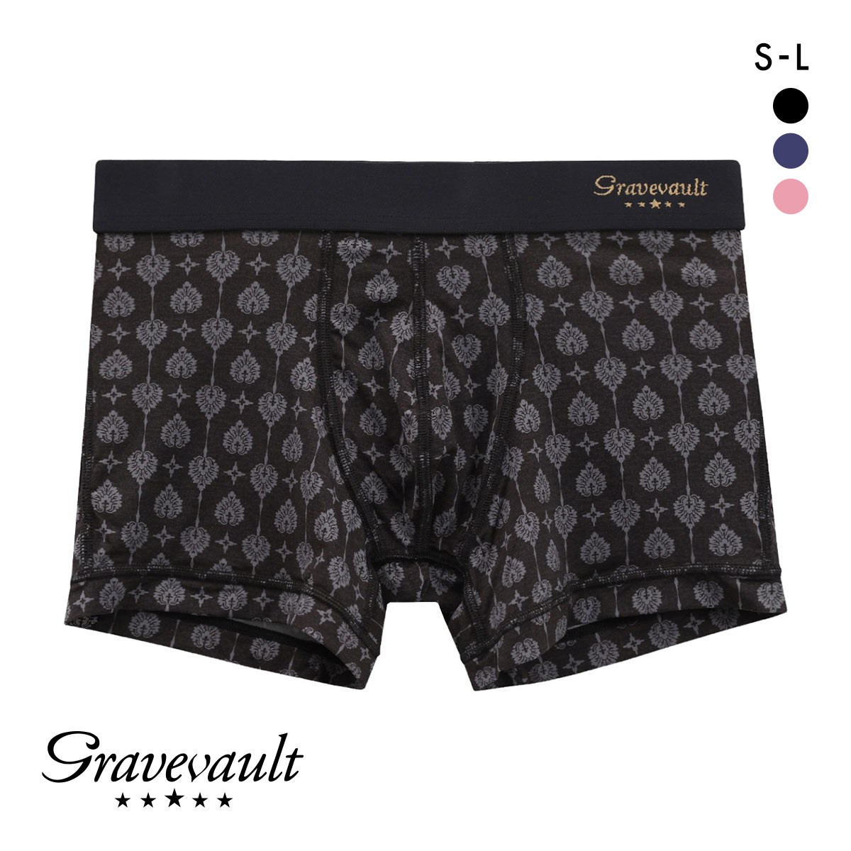 グレイブボールト Gravevault Botanical Plants ショートボクサーパンツ SML(BK-ブラック-S)