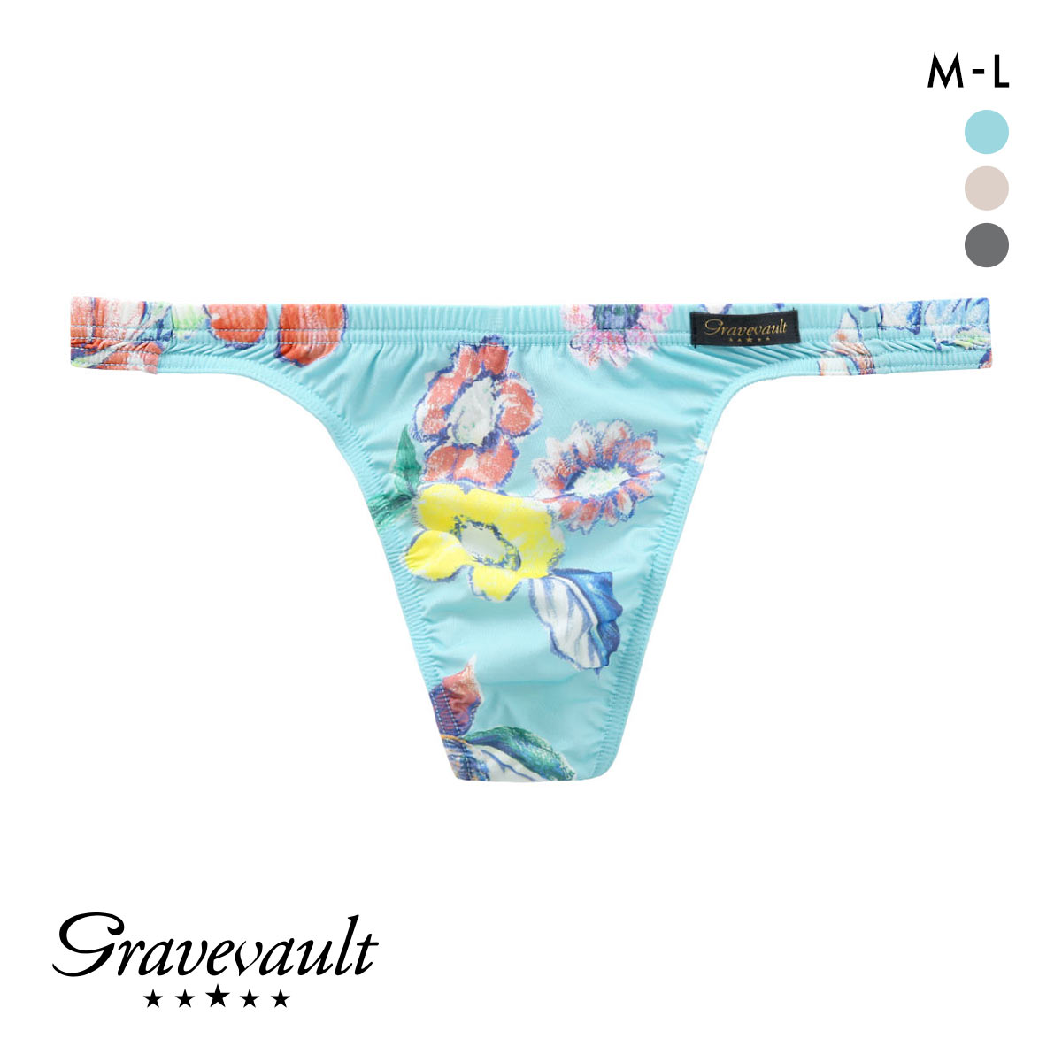 グレイブボールト Gravevault Vintage ALOHA Tバック ビキニ ブリーフ ML(BU-ブルー-M)