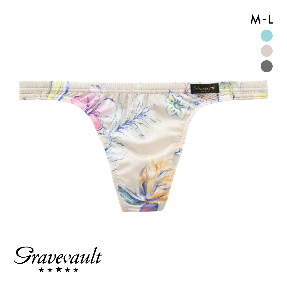 グレイブボールト Gravevault Vintage ALOHA Tバック ビキニ ブリーフ ML(BE-ベージュ-M)