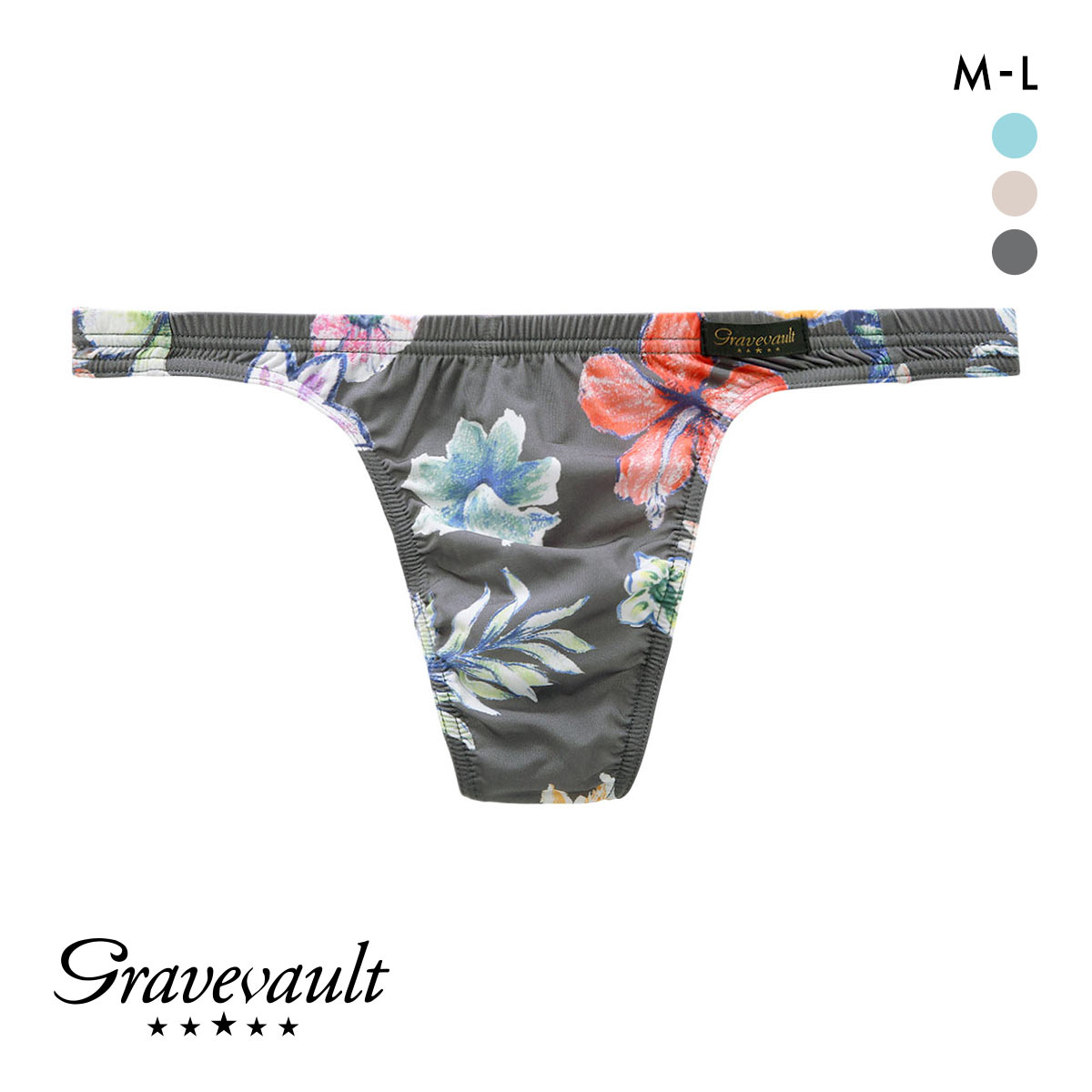 グレイブボールト Gravevault Vintage ALOHA Tバック ビキニ ブリーフ ML(DGY-濃グレー-M)