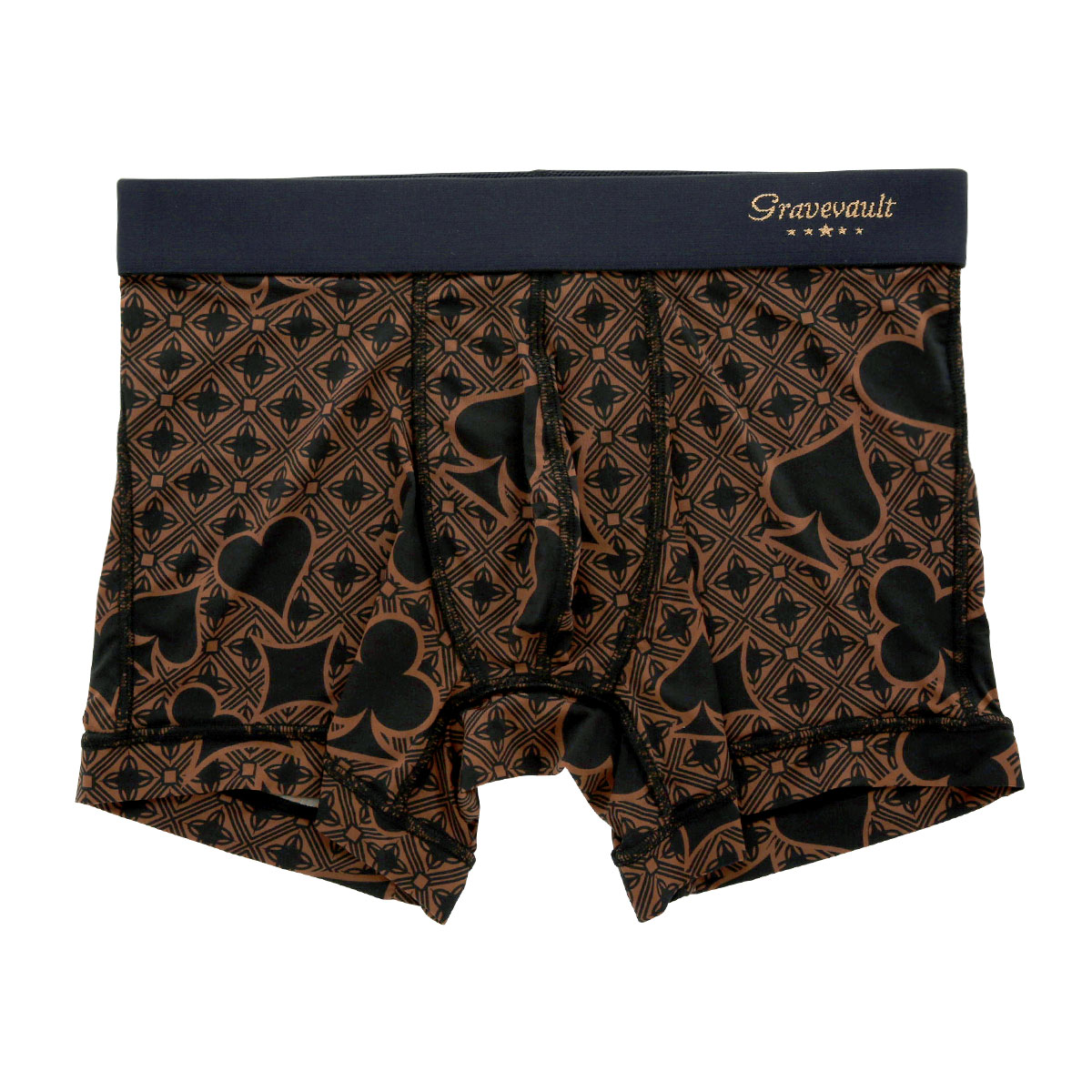 グレイブボールト Gravevault×SHIROHATO 別注 限定カラー Final Trump card ボクサーパンツ ショート メンズ 前とじ S M L XL(BR-ブラウン-S)