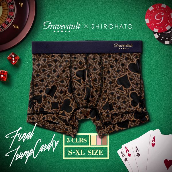 グレイブボールト Gravevault×SHIROHATO 別注 限定カラー Final Trump card ボクサーパンツ ショート メンズ 前とじ S M L XL