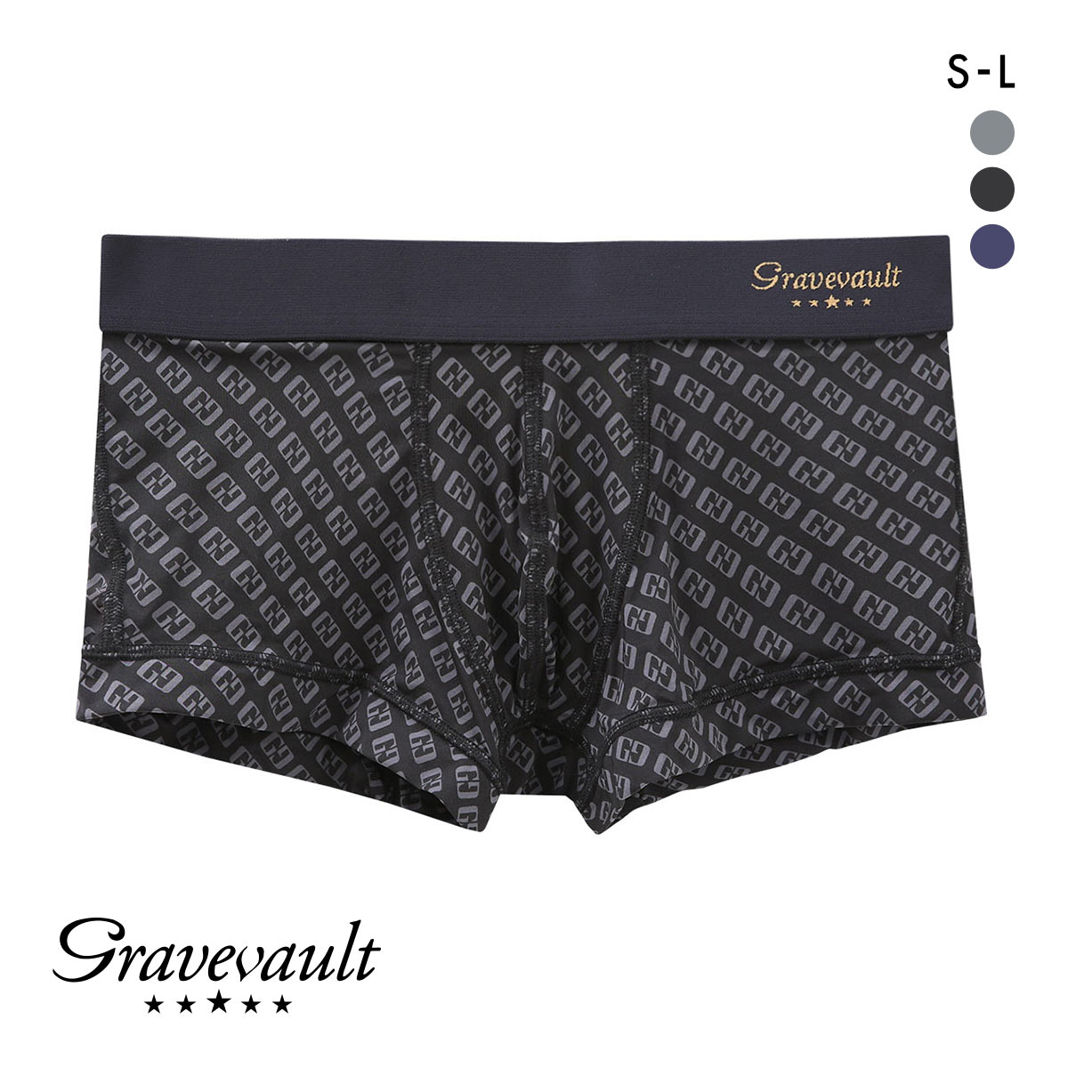 グレイブボールト Gravevault Logotype ローライズボクサーパンツ SML(BK-ブラック-S)
