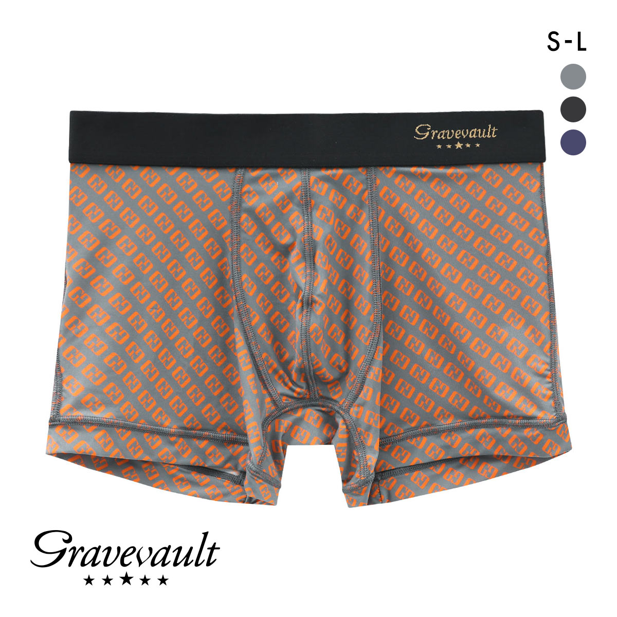 グレイブボールト Gravevault Logotype ショートボクサーパンツ SML(GY-グレー-S)