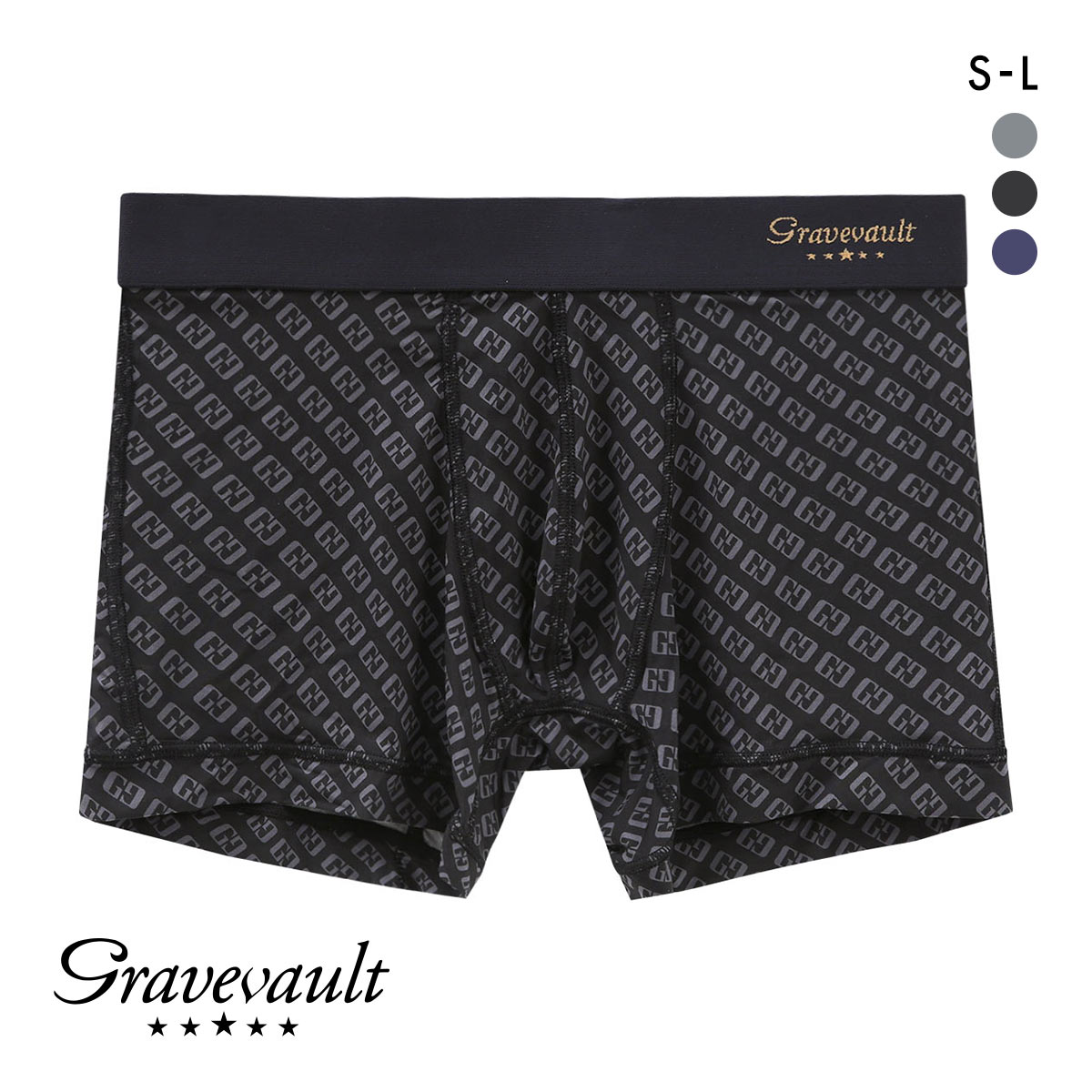 グレイブボールト Gravevault Logotype ショートボクサーパンツ SML(BK-ブラック-S)