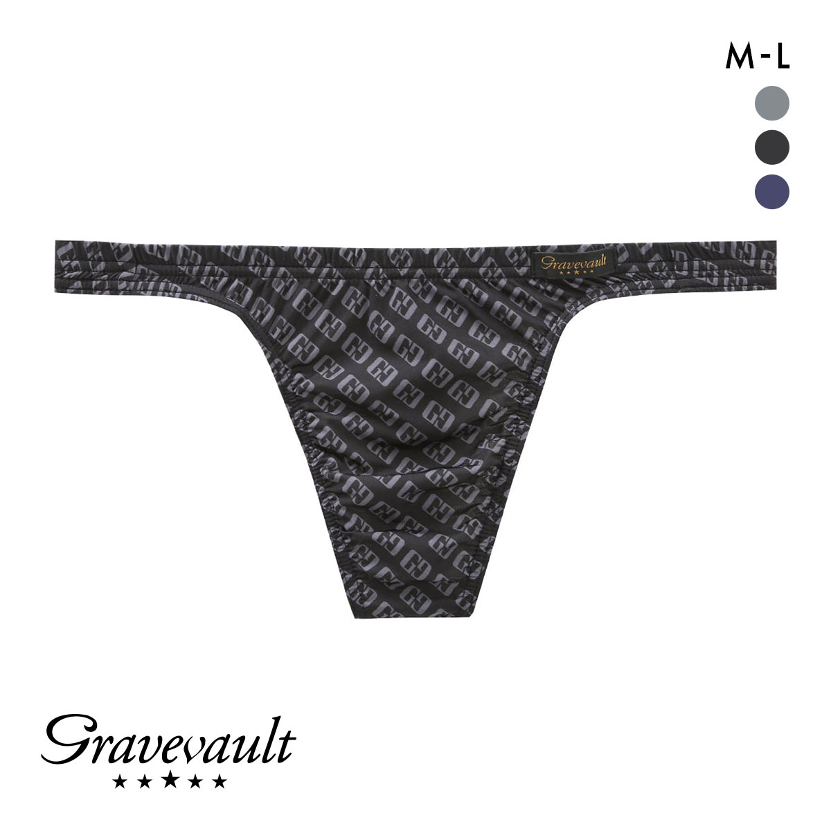 グレイブボールト Gravevault Logotype Tバック ビキニ ブリーフ ML(BK-ブラック-M)