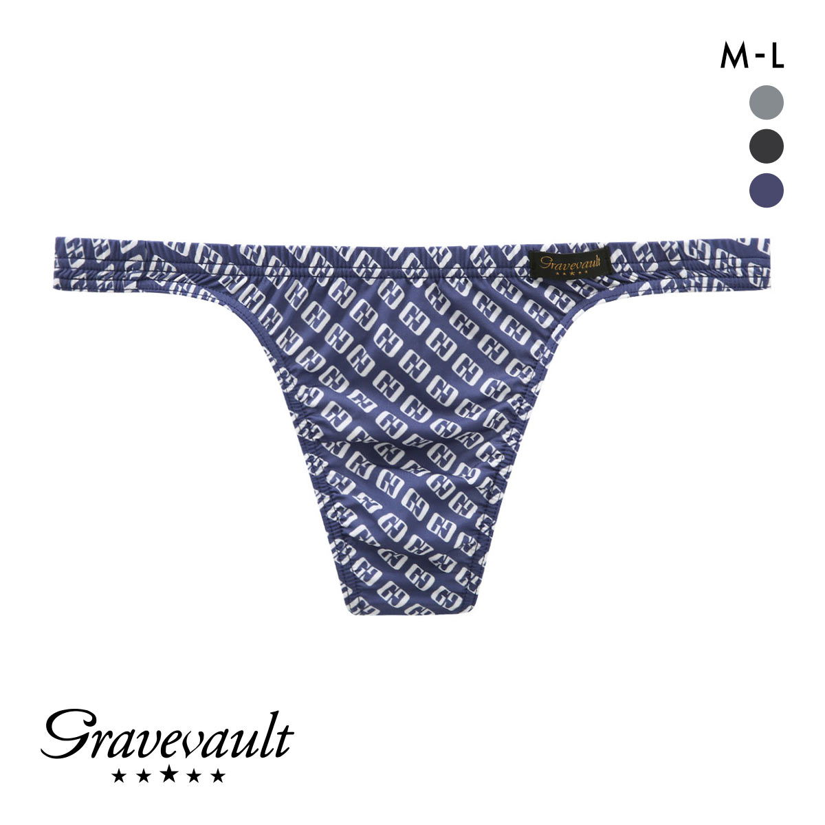 グレイブボールト Gravevault Logotype Tバック ビキニ ブリーフ ML(NV-ネイビー-M)