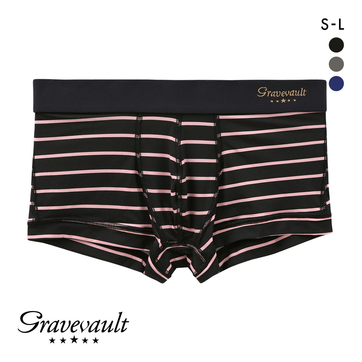 グレイブボールト Gravevault BORDER ローライズボクサーパンツ SML(BK-ブラック-S)