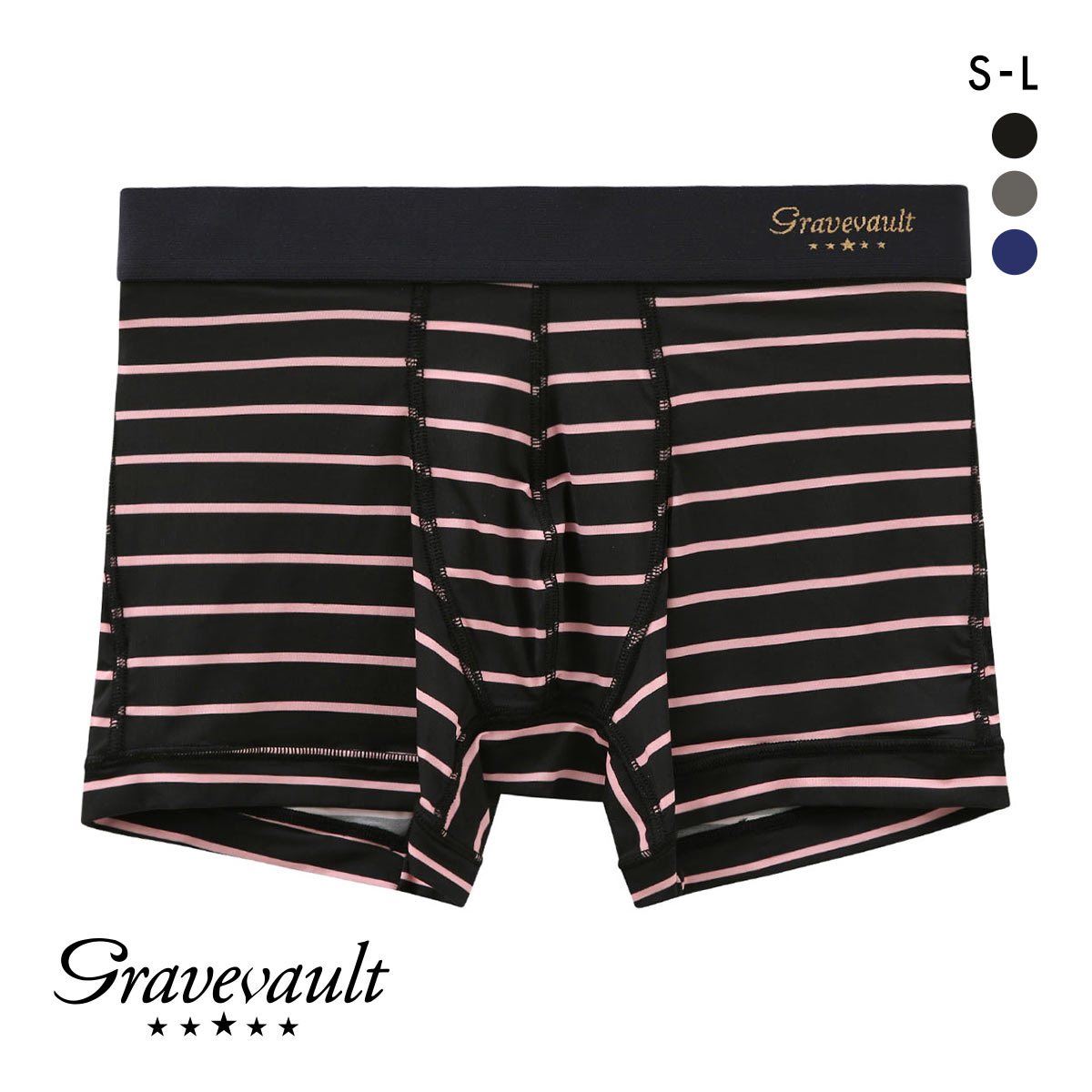 グレイブボールト Gravevault BORDER ショートボクサーパンツ SML(BK-ブラック-S)