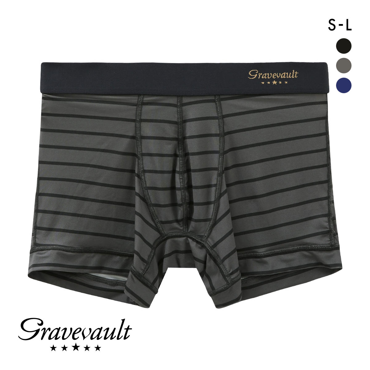 グレイブボールト Gravevault BORDER ショートボクサーパンツ SML(GY-グレー-S)