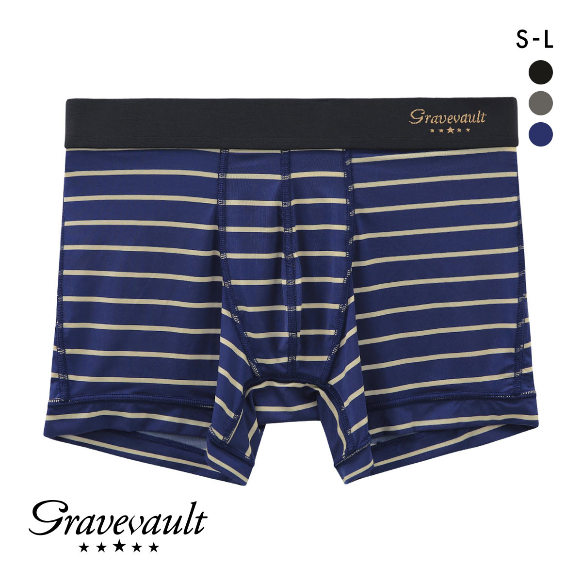 グレイブボールト Gravevault BORDER ショートボクサーパンツ SML(NV-ネイビー-S)