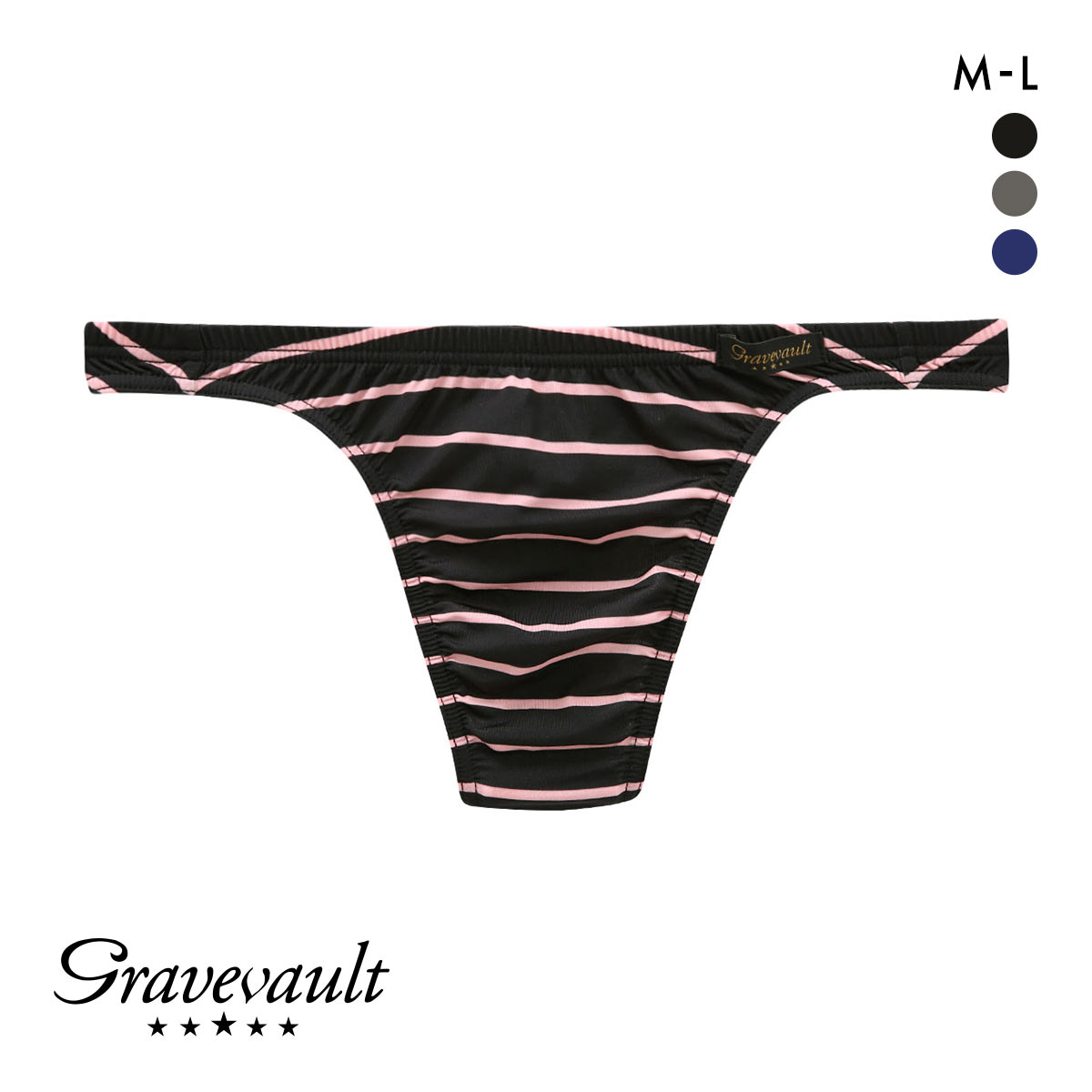 グレイブボールト Gravevault BORDER Tバック ビキニ ブリーフ ML(BK-ブラック-M)