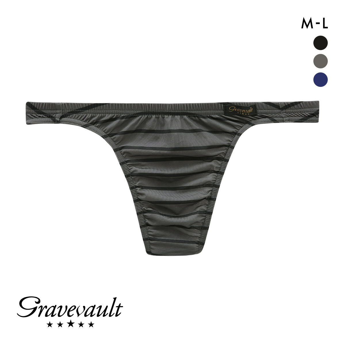 グレイブボールト Gravevault BORDER Tバック ビキニ ブリーフ ML(GY-グレー-M)