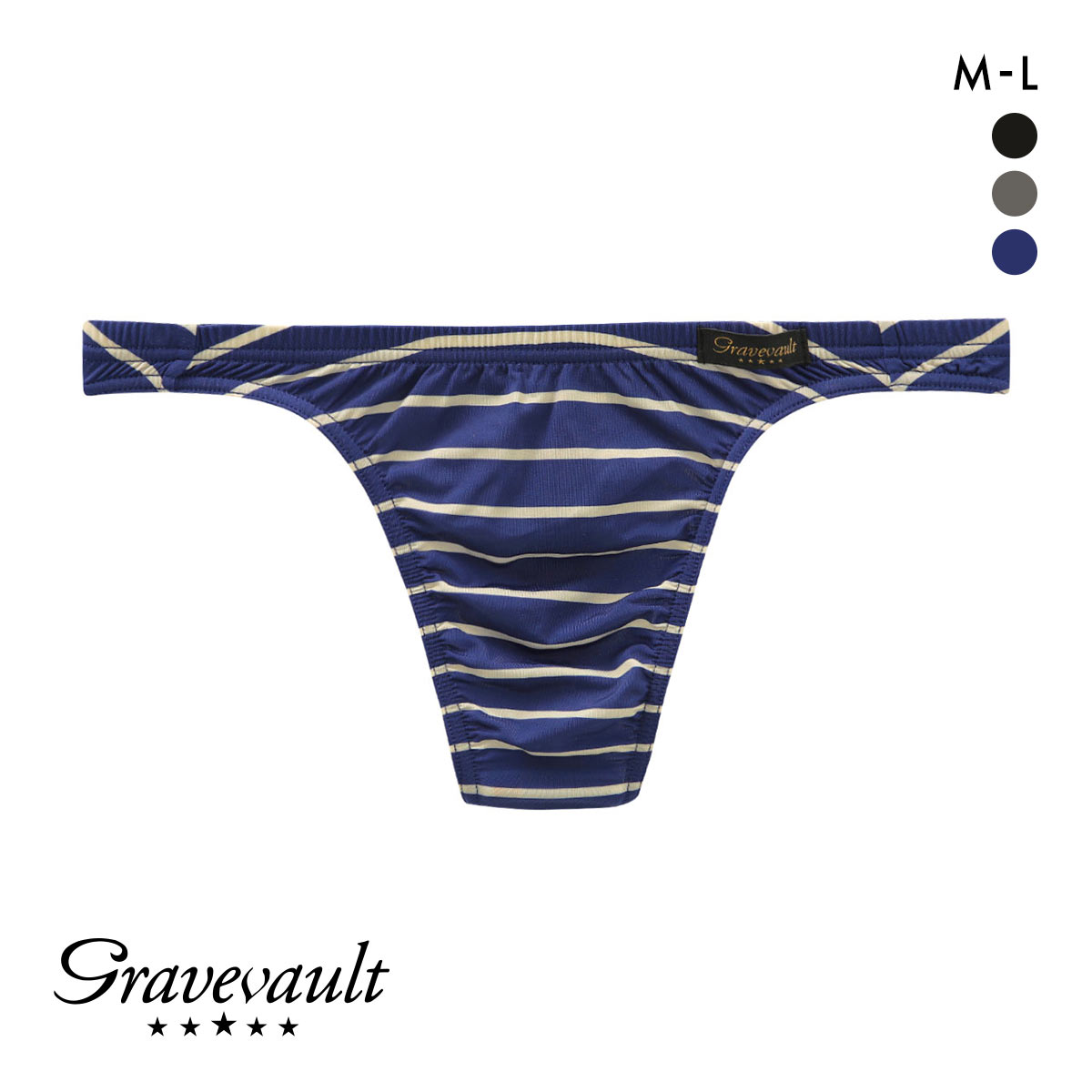 グレイブボールト Gravevault BORDER Tバック ビキニ ブリーフ ML(NV-ネイビー-M)