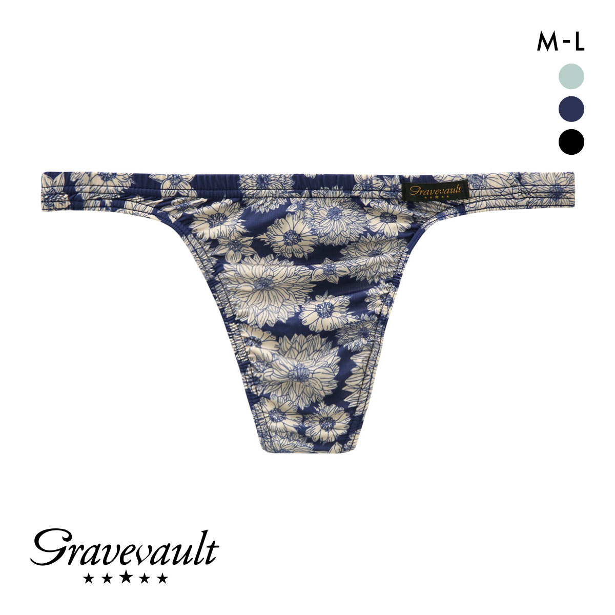 グレイブボールト Gravevault bloom Tバック ビキニ ML タンガ ソング メンズ(NV-ネイビー-M)