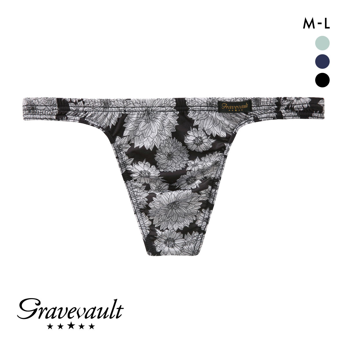 グレイブボールト Gravevault bloom Tバック ビキニ ML タンガ ソング メンズ(BK-ブラック-M)