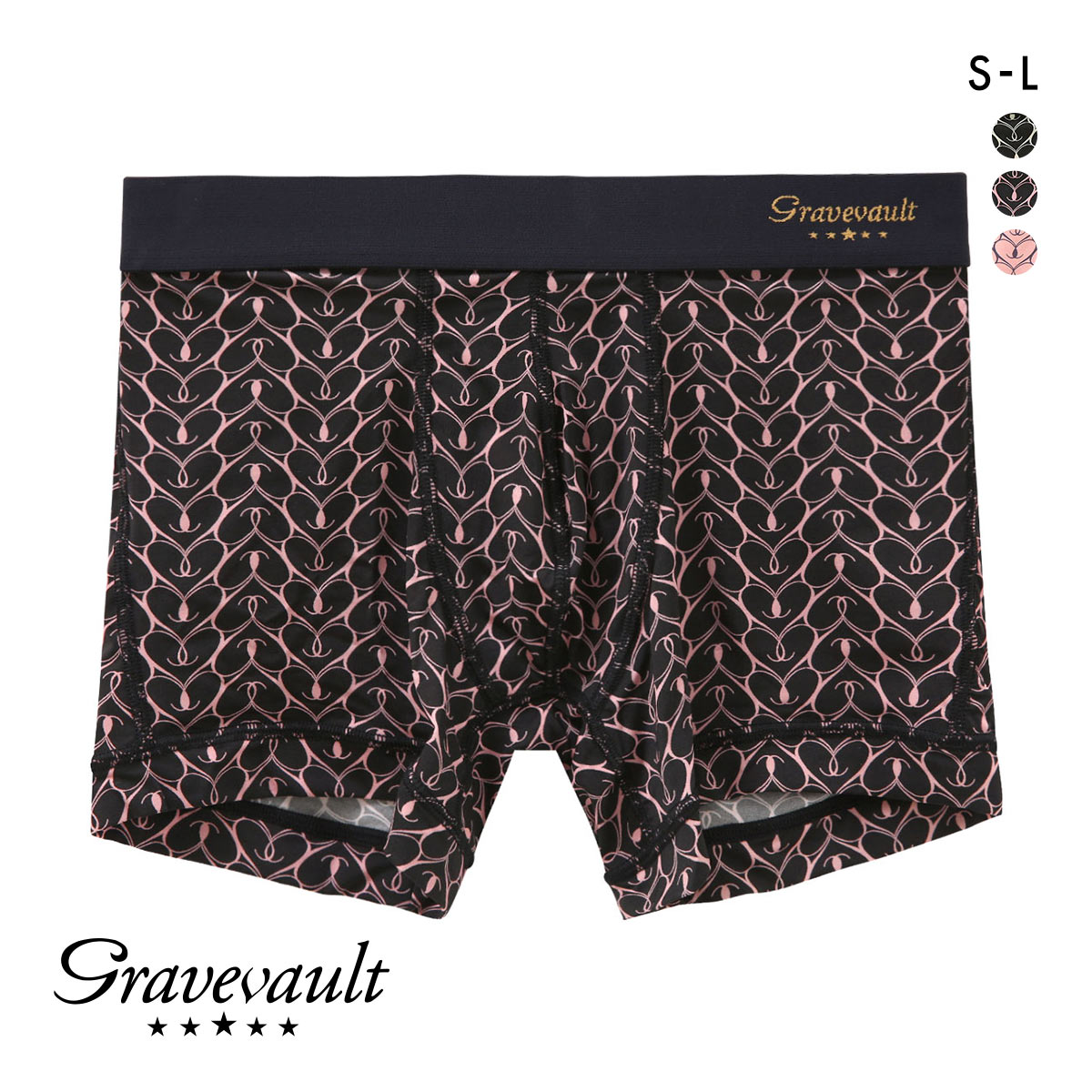 グレイブボールト Gravevault graphicheart ボクサーパンツ ショート メンズ 前とじ S M L(BK2-ブラック2-S)