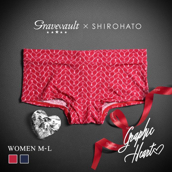 グレイブボールト Gravevault×SHIROHATO 別注 限定カラー Graphic heart ボーイレングスショーツ ML ペア ボクサーパンツ レディース 3052259
