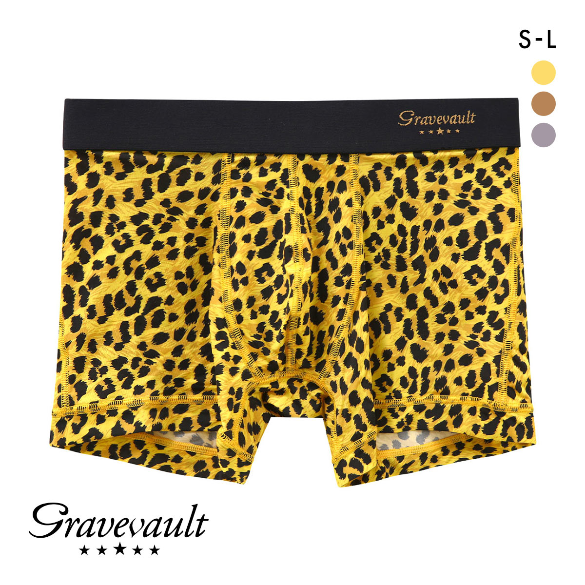 グレイブボールト Gravevault Panther ショートボクサーパンツ SML メンズ 前閉じ(YE-イエロー-S)