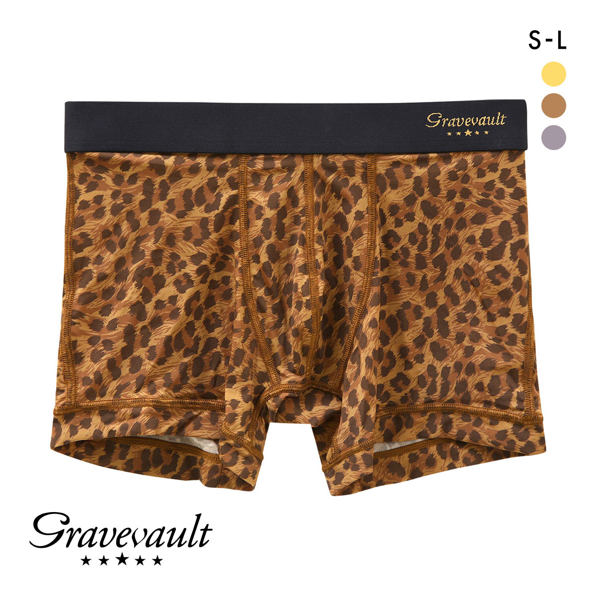 グレイブボールト Gravevault Panther ショートボクサーパンツ SML メンズ 前閉じ(BR-ブラウン-S)