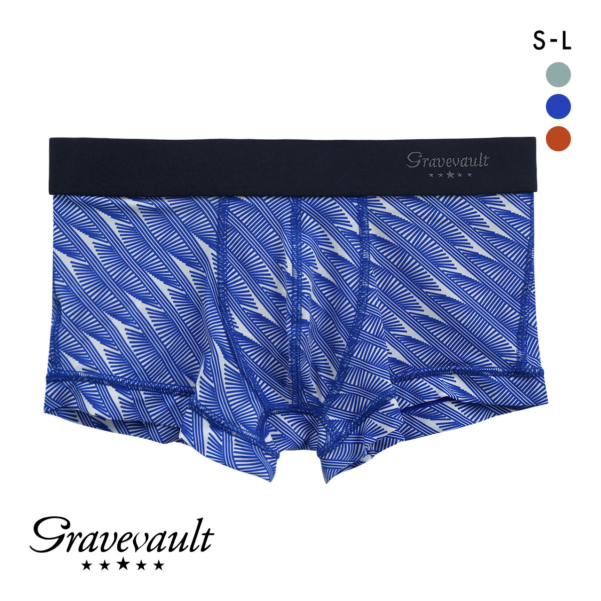 グレイブボールト Gravevault DOMINO ボクサーパンツ ローライズ メンズ 前とじ S M L(BU-ブルー-S)