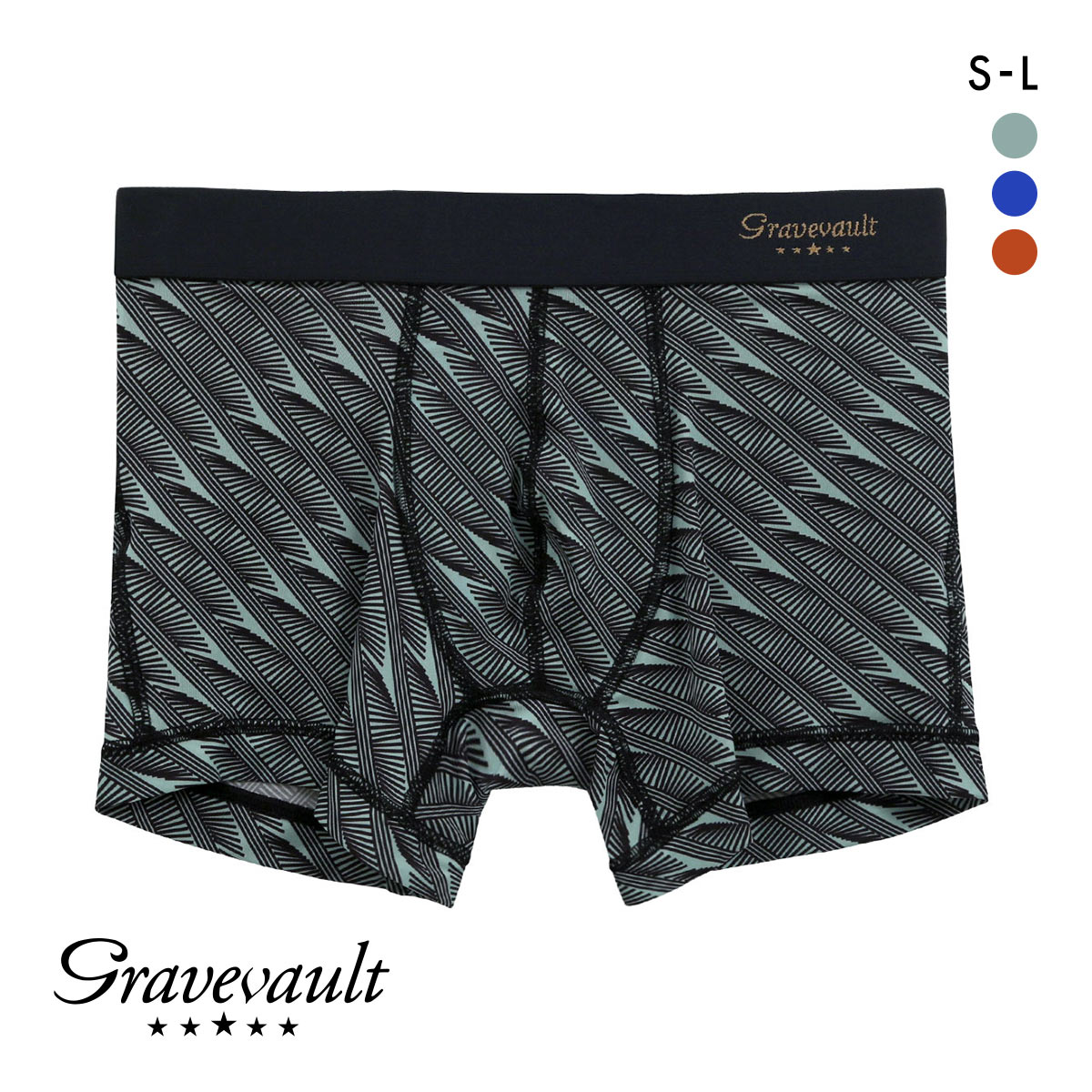 グレイブボールト Gravevault DOMINO ボクサーパンツ ショート メンズ 前とじ S M L(GR-グリーン-S)