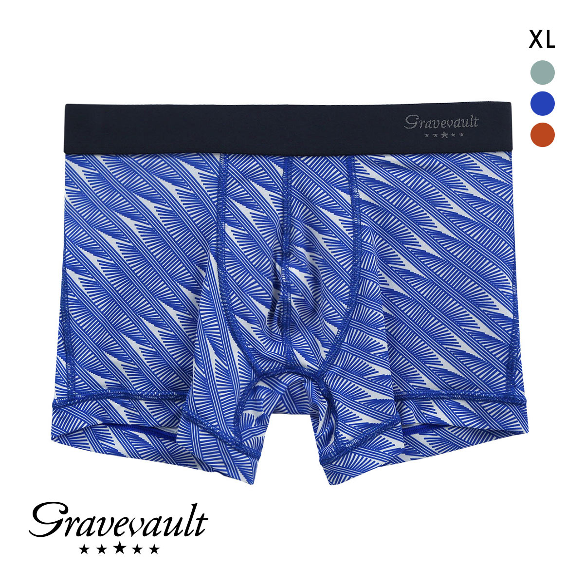 グレイブボールト Gravevault DOMINO ボクサーパンツ ショート メンズ 前とじ XL(BU-ブルー-XL)