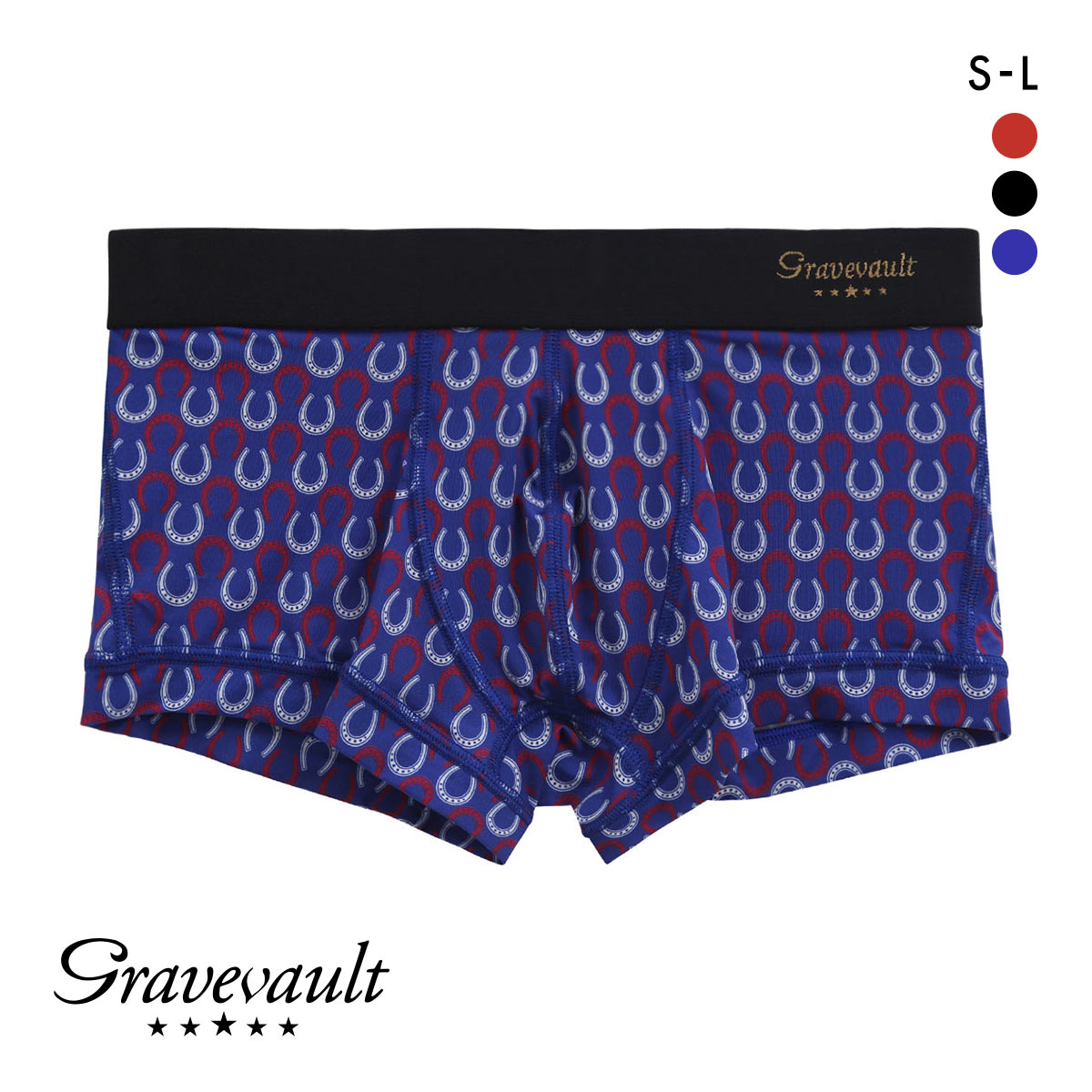 グレイブボールト Gravevault BATEI ローライズボクサーパンツ SML メンズ 前閉じ(BU-ブルー-S)