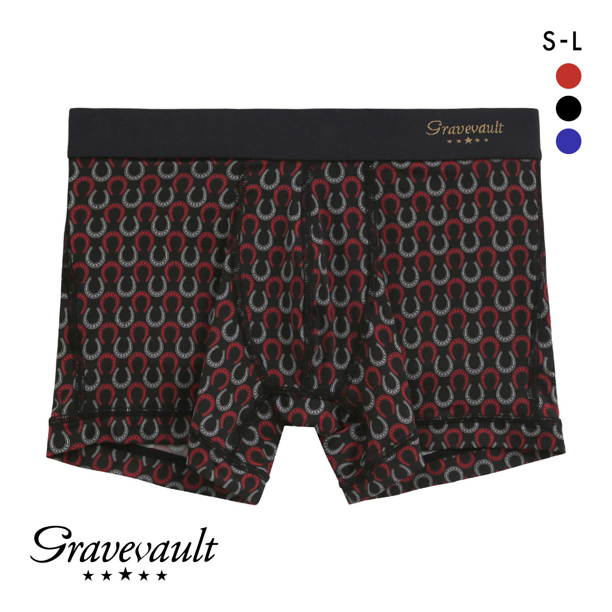 グレイブボールト Gravevault BATEI ショートボクサーパンツ SML メンズ 前閉じ(BK-ブラック-S)