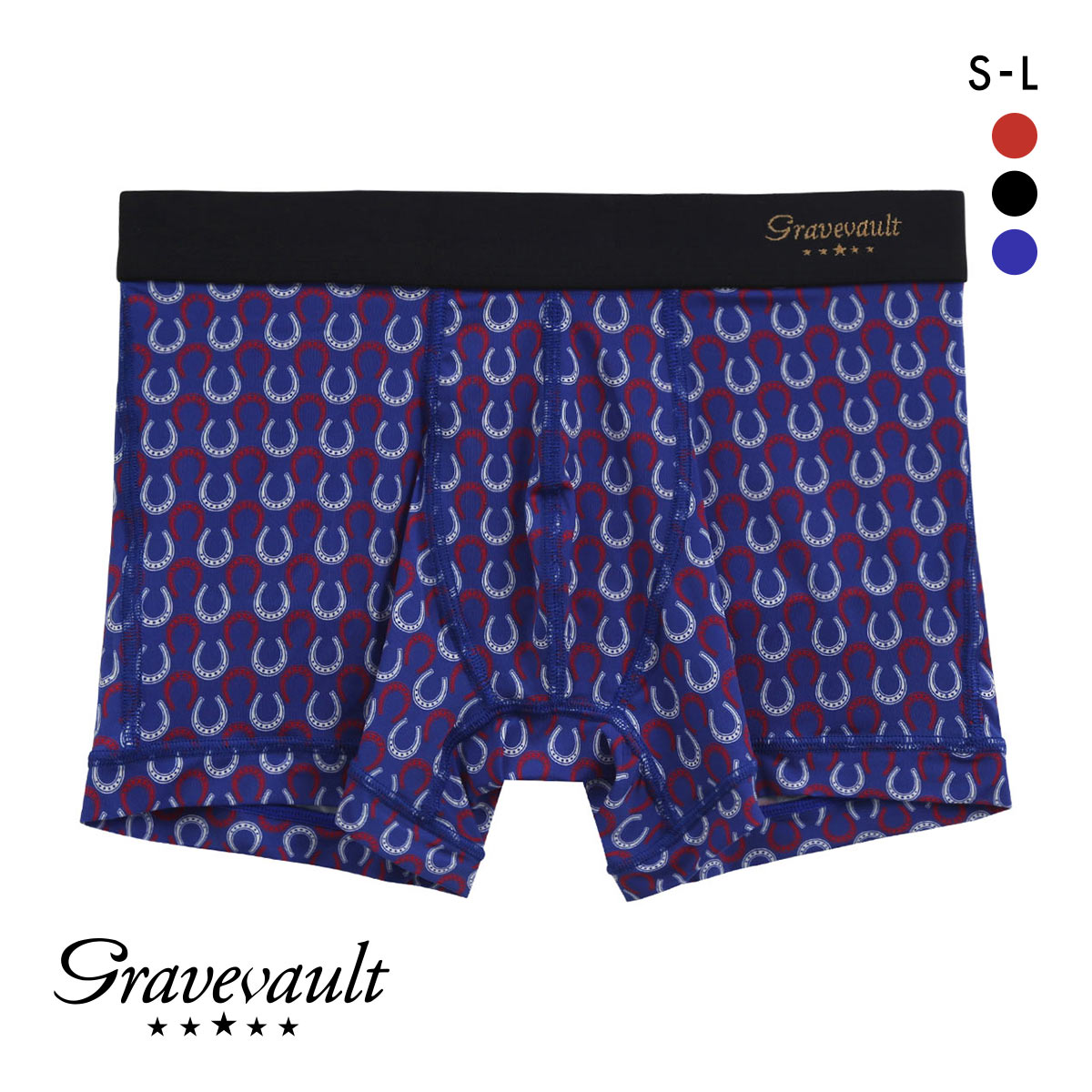 グレイブボールト Gravevault BATEI ショートボクサーパンツ SML メンズ 前閉じ(BU-ブルー-S)