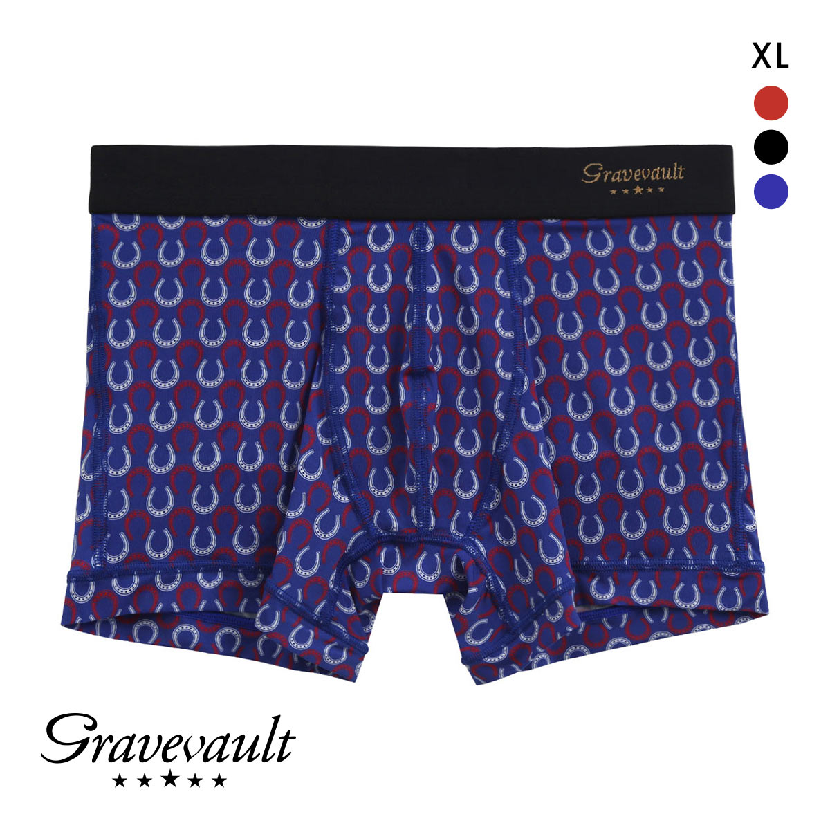 グレイブボールト Gravevault BATEI ショートボクサーパンツ XL メンズ 前閉じ(BU-ブルー-XL)