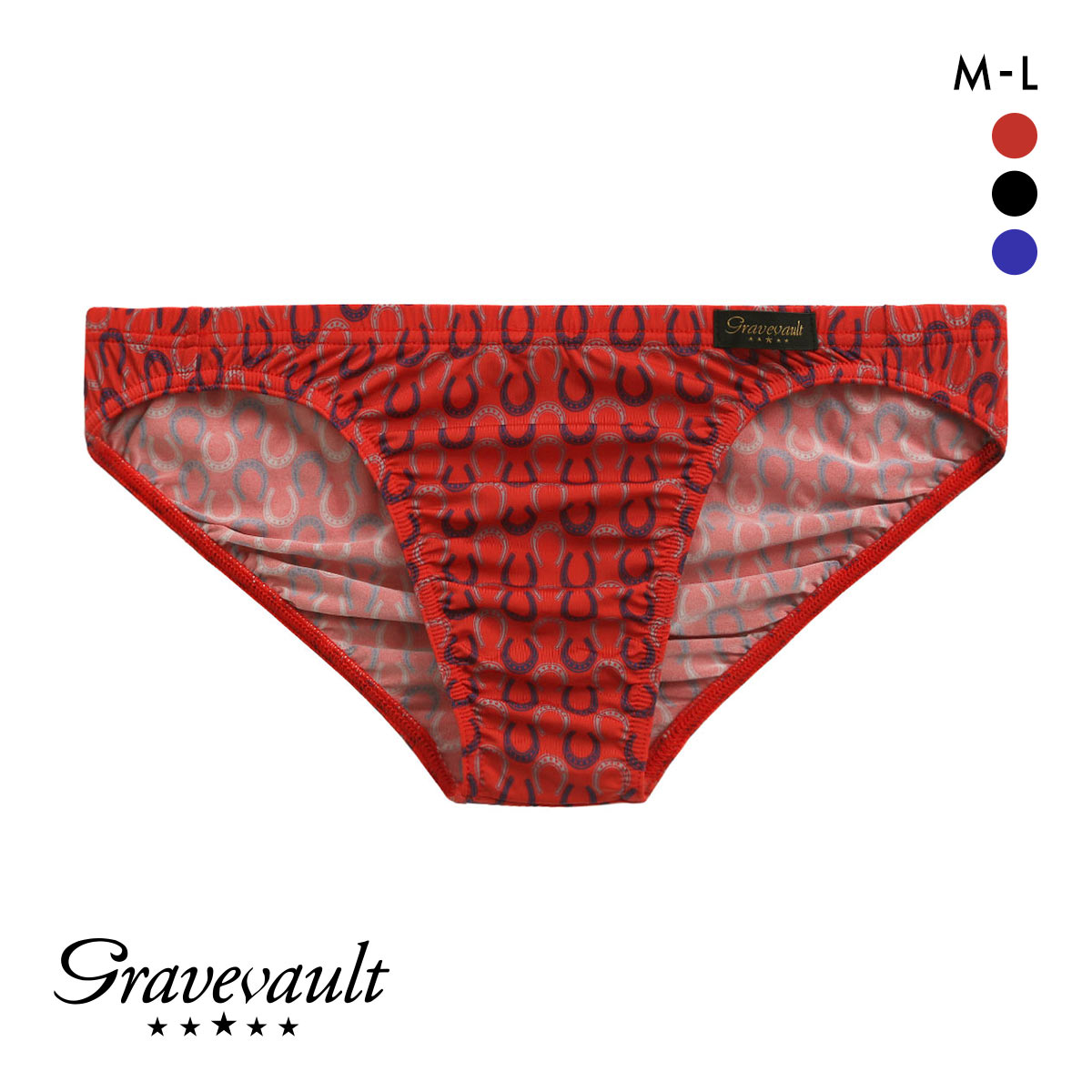 グレイブボールト Gravevault BATEI ビキニ ブリーフ ML フルバック メンズ 前閉じ(RE-レッド-M)
