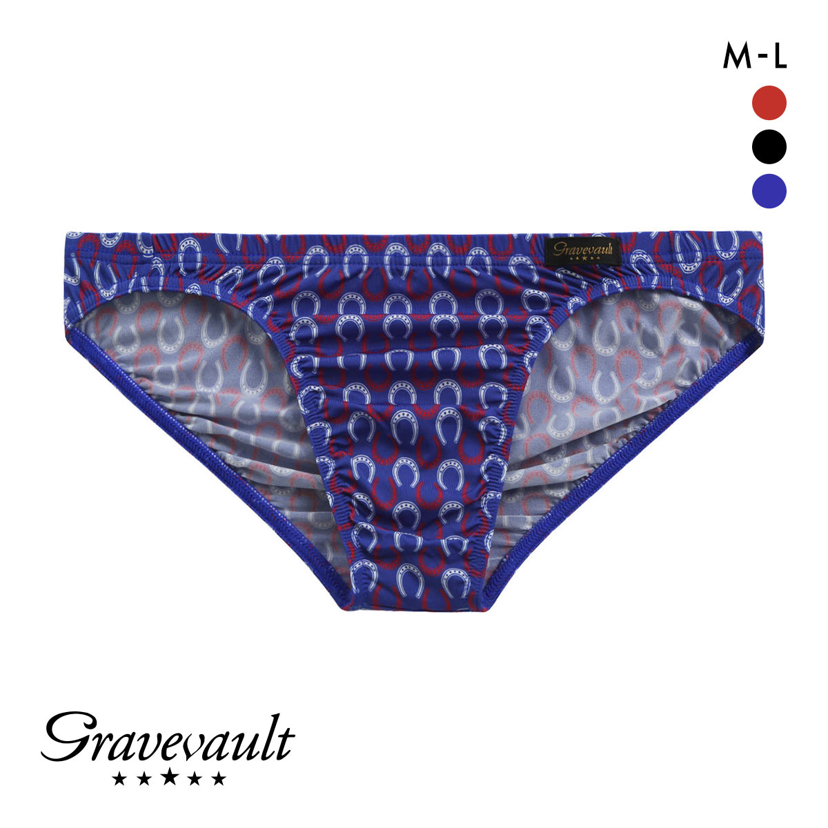 グレイブボールト Gravevault BATEI ビキニ ブリーフ ML フルバック メンズ 前閉じ(BU-ブルー-M)