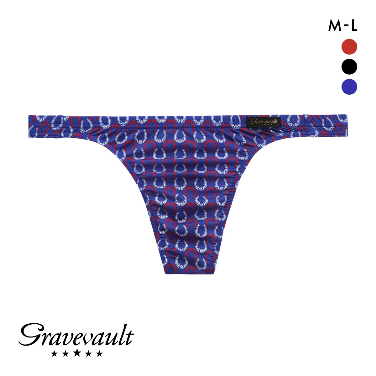 グレイブボールト Gravevault BATEI Tバック ビキニ ML タンガ ソング メンズ 前閉じ(BU-ブルー-M)