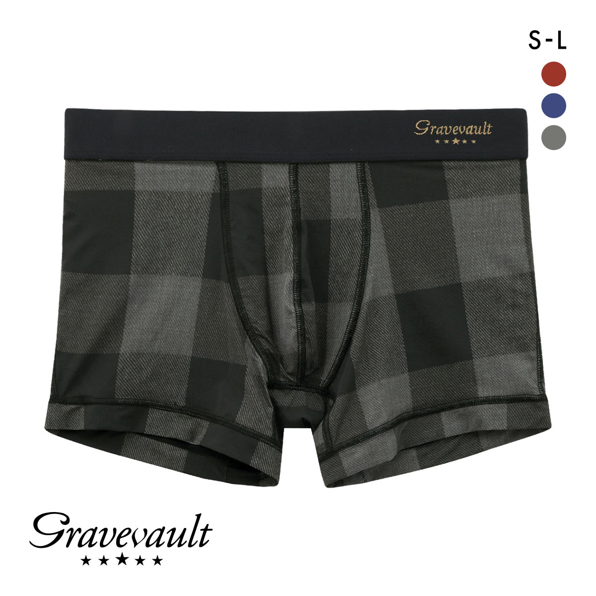 gravevault ショートボクサー ブラック Lサイズ グレイブボールト Gravevault Buffalo Check ショートボクサー