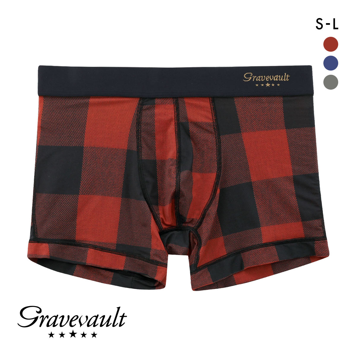 グレイブボールト Gravevault Buffalo Check ショートボクサーパンツ SML メンズ 前閉じ 日本製