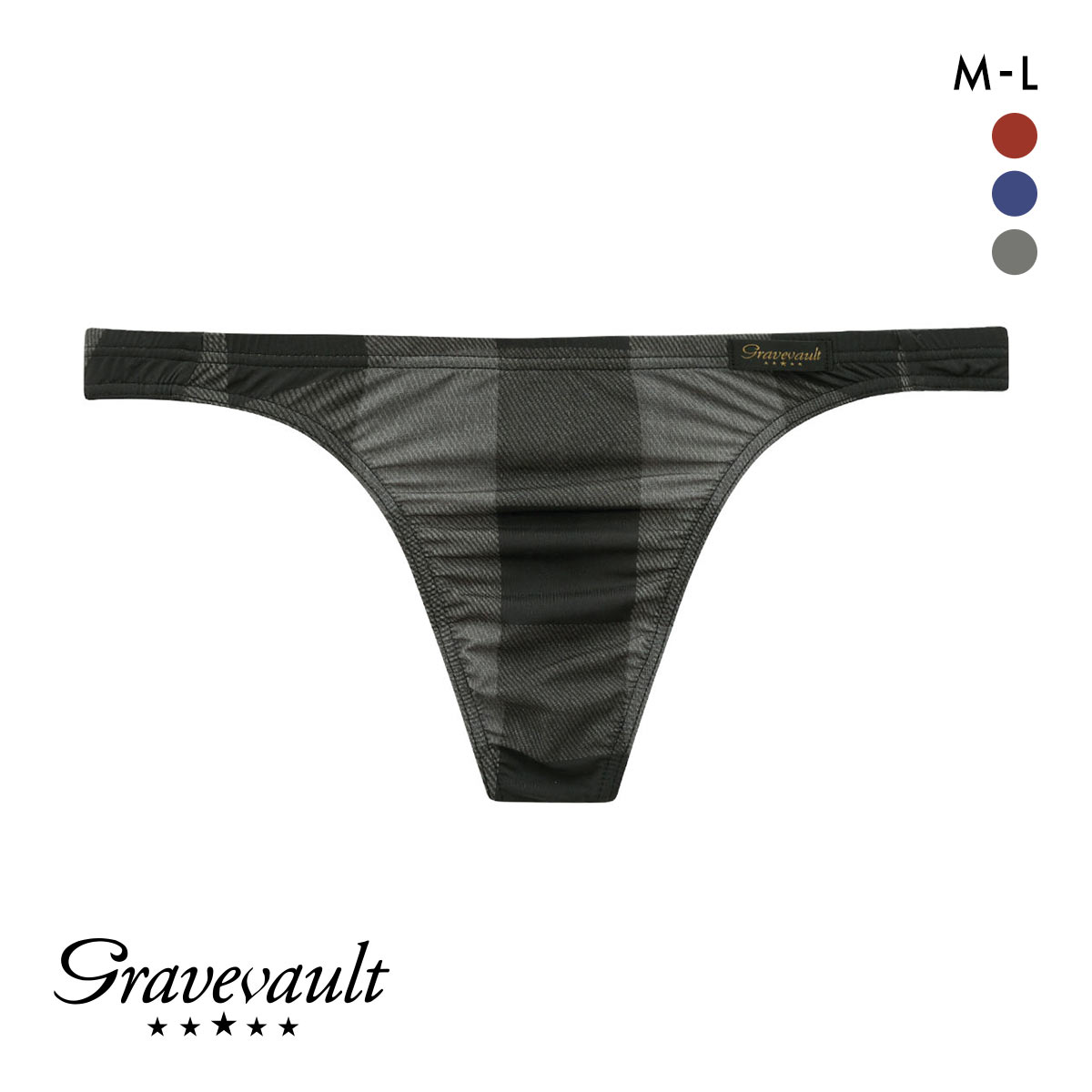 グレイブボールト Gravevault Buffalo Check Tバック ビキニ ブリーフ ML メンズ 前閉じ 日本製(GY-グレー-M)