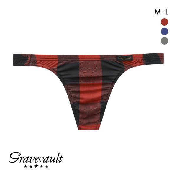 グレイブボールト Gravevault Buffalo Check Tバック ビキニ ブリーフ ML メンズ 前閉じ 日本製