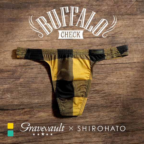 グレイブボールト Gravevault×SHIROHATO 別注 限定カラー Buffalo Check Tバック ビキニ  ML メンズ 前とじ
