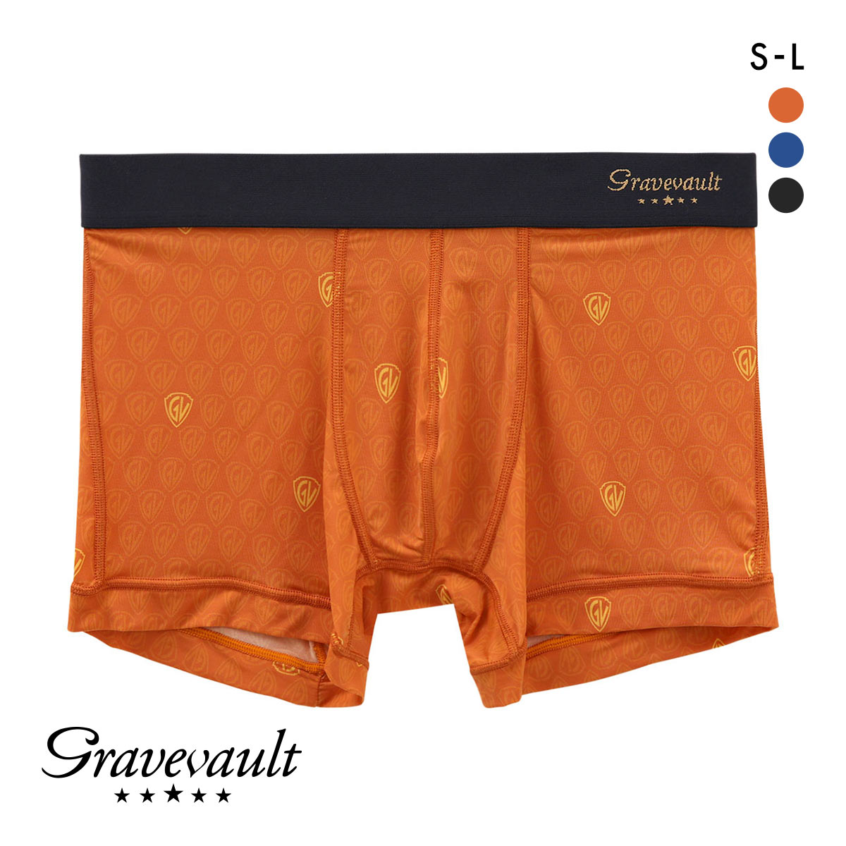 グレイブボールト Gravevault MARK ショートボクサーパンツ SML メンズ 前閉じ 日本製(OR-オレンジ-S)
