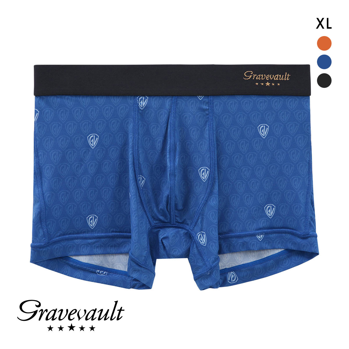 グレイブボールト Gravevault MARK ショートボクサーパンツ XL メンズ 前閉じ 日本製(BU-ブルー-XL)