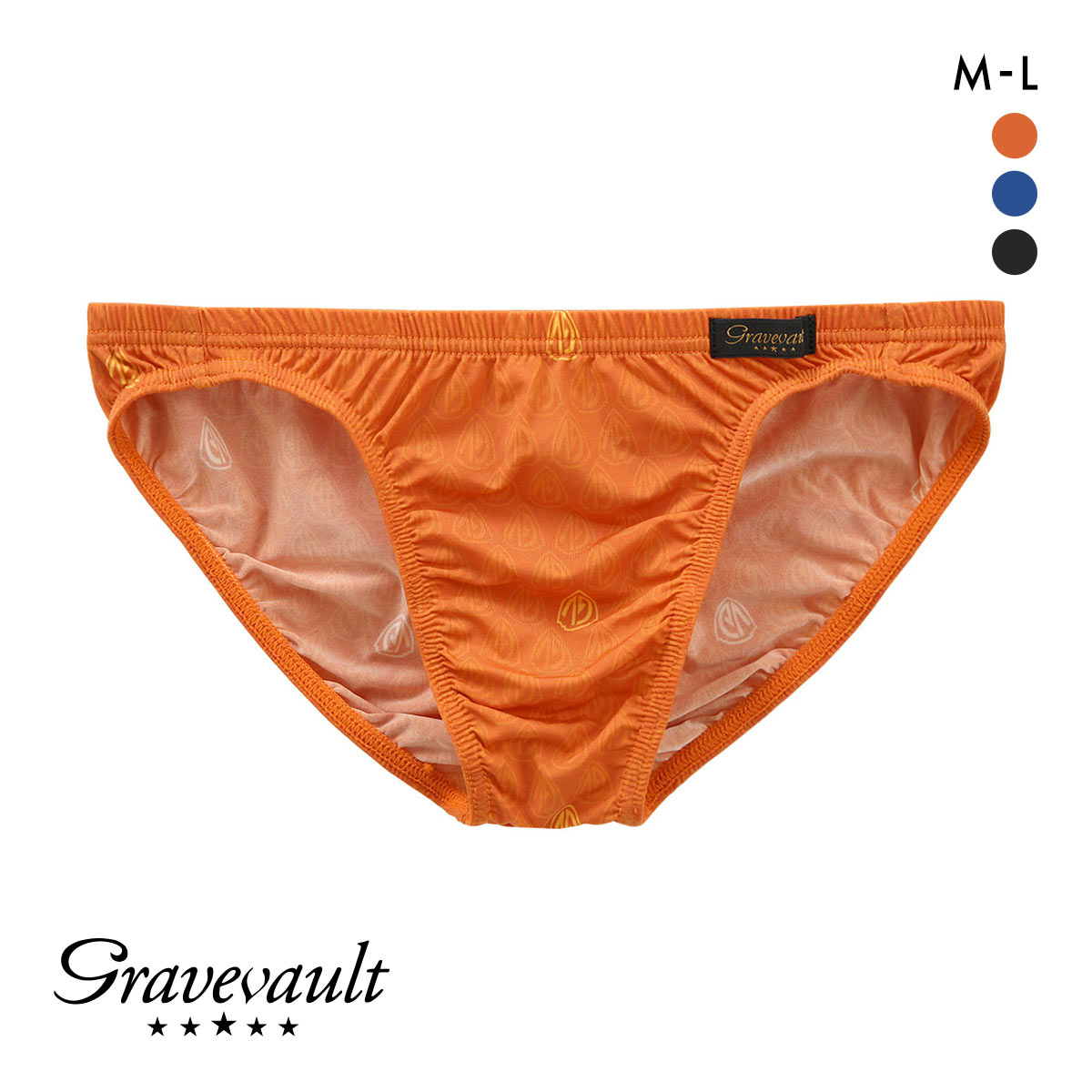 グレイブボールト Gravevault MARK ビキニ ブリーフ フルバック ML メンズ 前閉じ 日本製(OR-オレンジ-M)