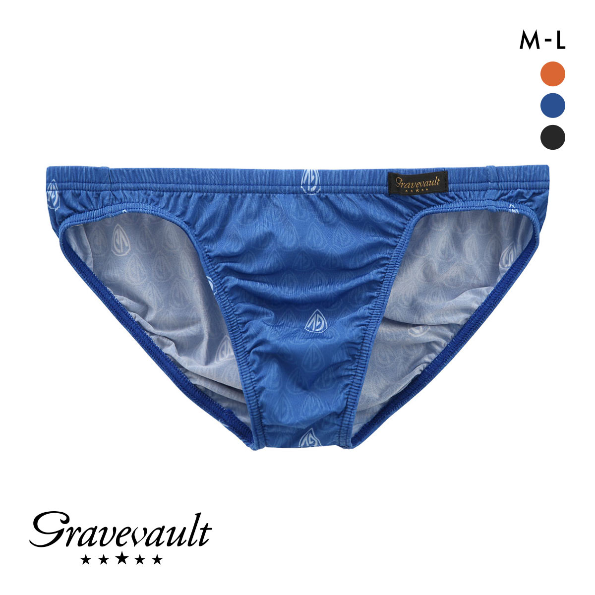 グレイブボールト Gravevault MARK ビキニ ブリーフ フルバック ML メンズ 前閉じ 日本製(BU-ブルー-M)