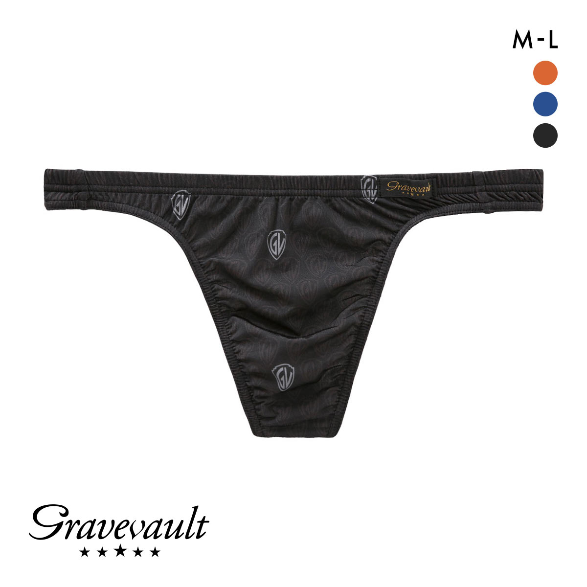 グレイブボールト Gravevault MARK Tバック ビキニ ブリーフ ML メンズ 前閉じ 日本製(BK-ブラック-M)