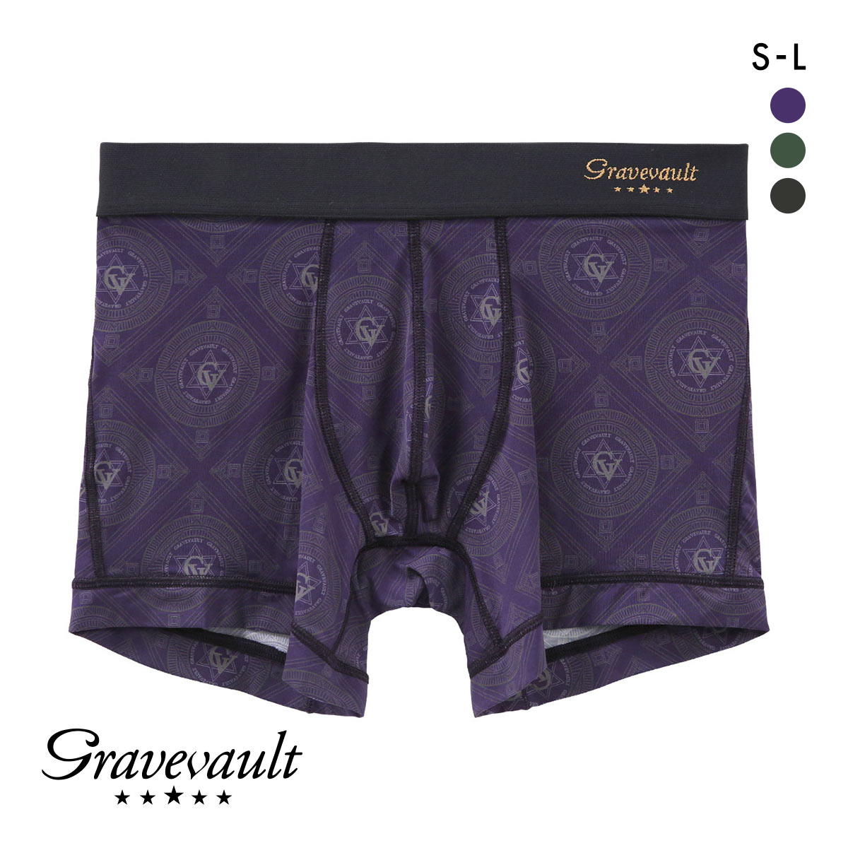 グレイブボールト Gravevault LANDMARK ショート ボクサーパンツ SML メンズ 前閉じ 日本製(PU-パープル-S)