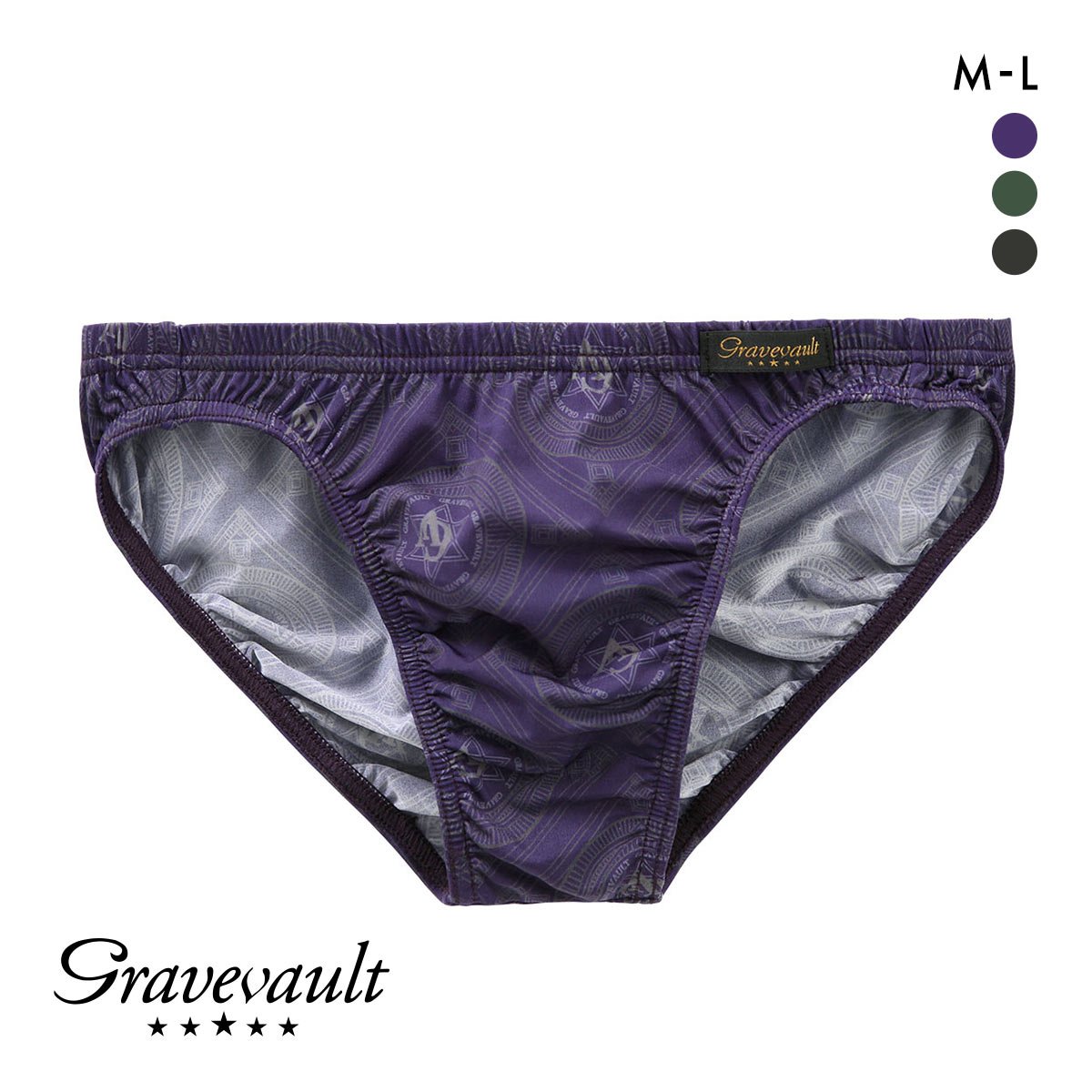 グレイブボールト Gravevault LANDMARK ビキニ ブリーフ フルバック ML メンズ 前閉じ 日本製(PU-パープル-M)