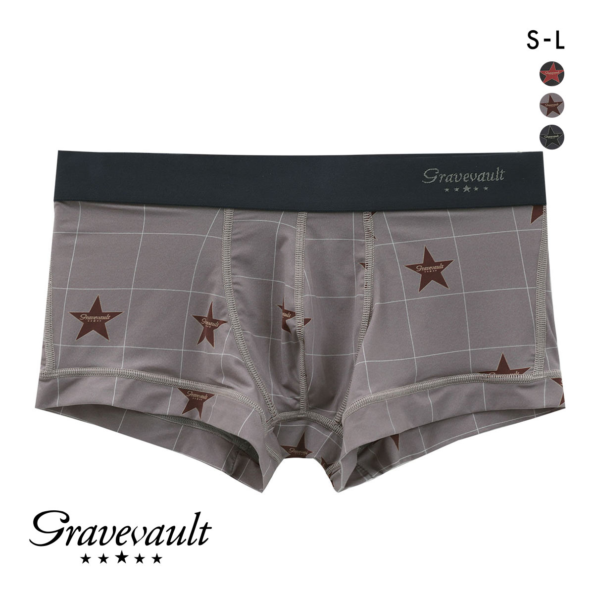 グレイブボールト TIMELESS ローライズ ボクサーパンツ SML メンズ 前閉じ 日本製 Gravevault(BR-ブラウン-S)