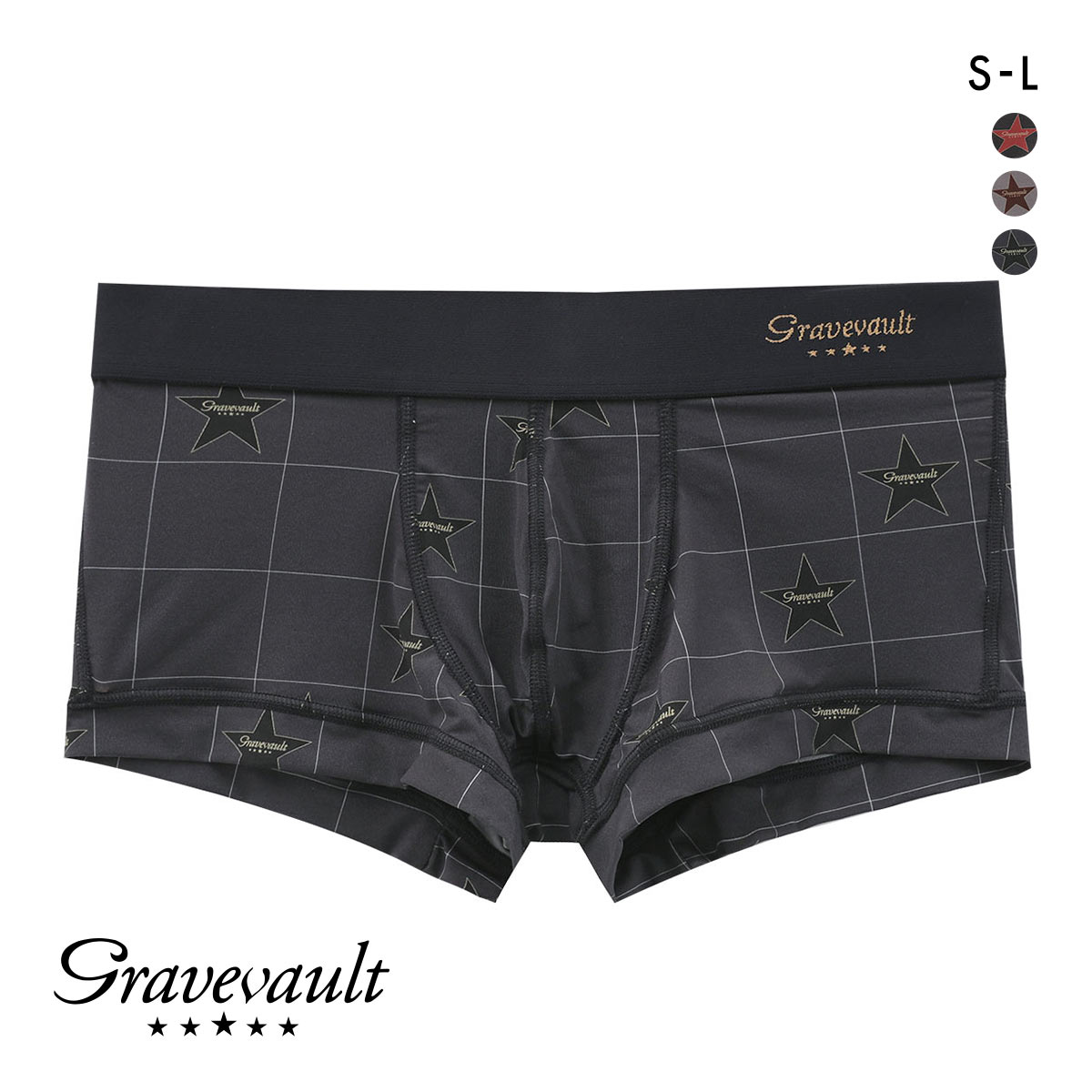 グレイブボールト TIMELESS ローライズ ボクサーパンツ SML メンズ 前閉じ 日本製 Gravevault(BK-ブラック-S)