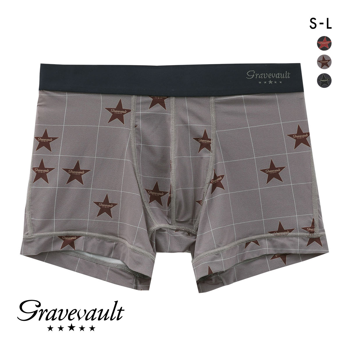 グレイブボールト TIMELESS ショート ボクサーパンツ SML メンズ 前閉じ 日本製 Gravevault(BR-ブラウン-S)