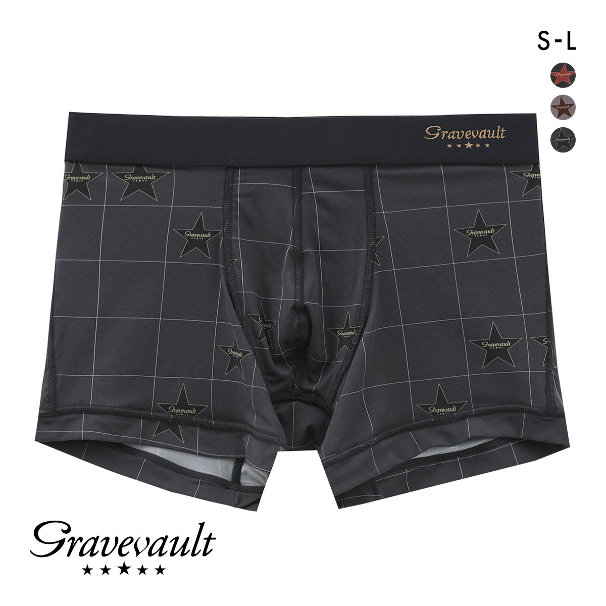 グレイブボールト TIMELESS ショート ボクサーパンツ SML メンズ 前閉じ 日本製 Gravevault(BK-ブラック-S)